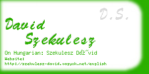 david szekulesz business card